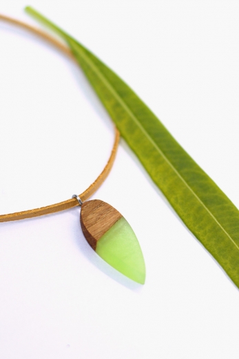 Halskette Wood Leaf Green